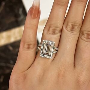 18K White Gold Radiant Cut 3.50ct Diamond Ring 925 Wedding Engagment Bridal Band
